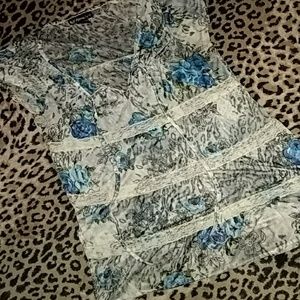 Self Esteem tiered sheer floral babydoll top